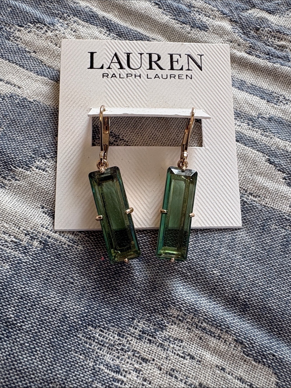 LAUREN Ralph Lauren Emerald Green Rectangular Drop Earrings